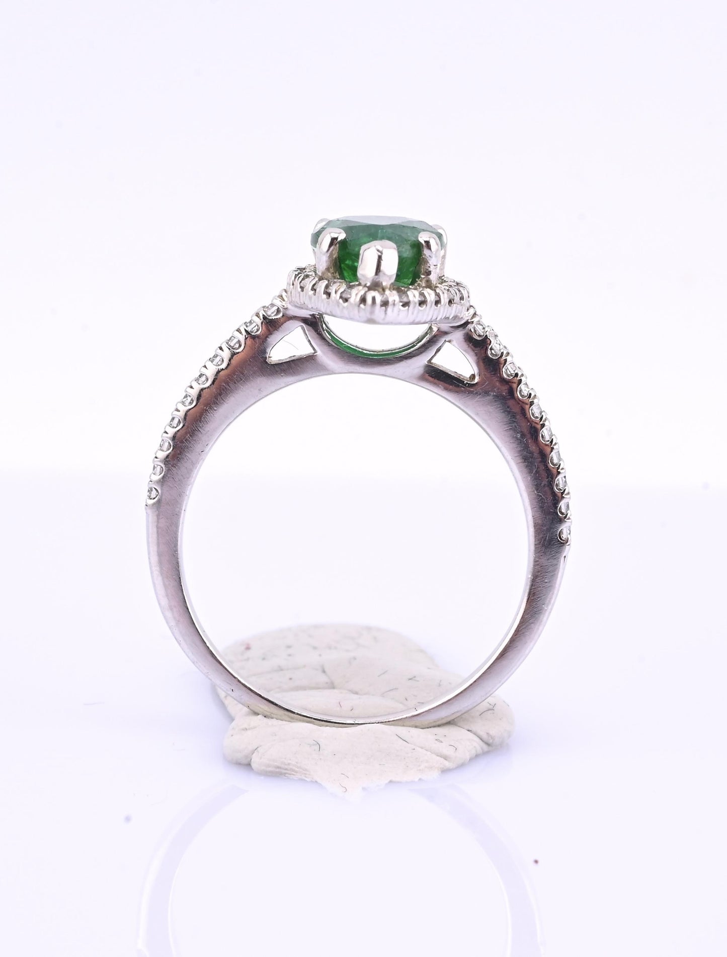 Platinum Pear Cut Emerald & Diamond Halo Ring 1.35ct Ring Size 6.5 IGI Certified