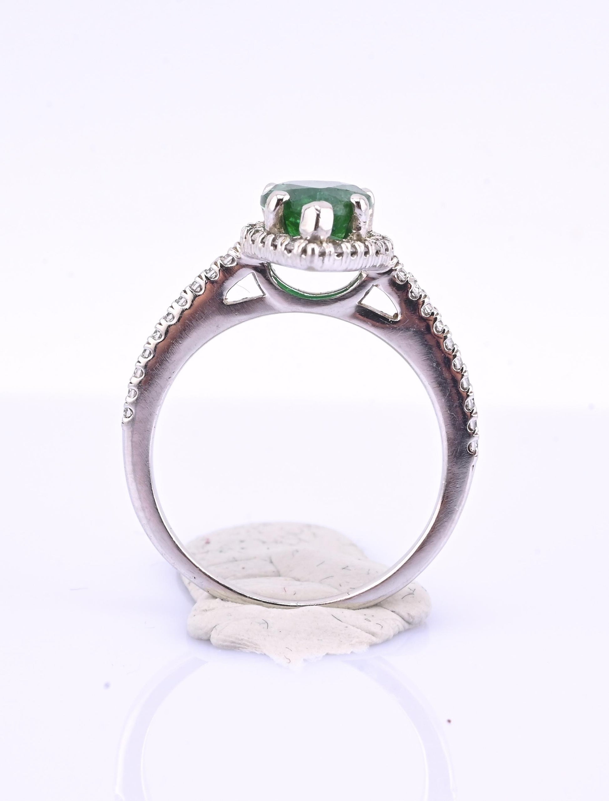 Platinum Pear Cut Emerald & Diamond Halo Ring 1.35ct Ring Size 6.5 IGI Certified
