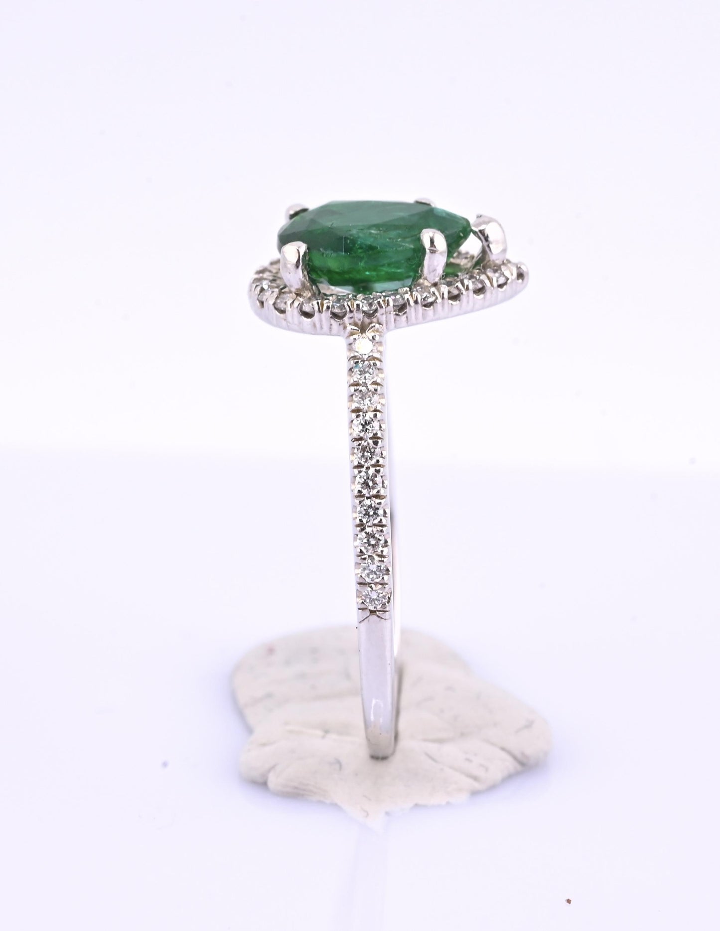 Platinum Pear Cut Emerald & Diamond Halo Ring 1.35ct Ring Size 6.5 IGI Certified