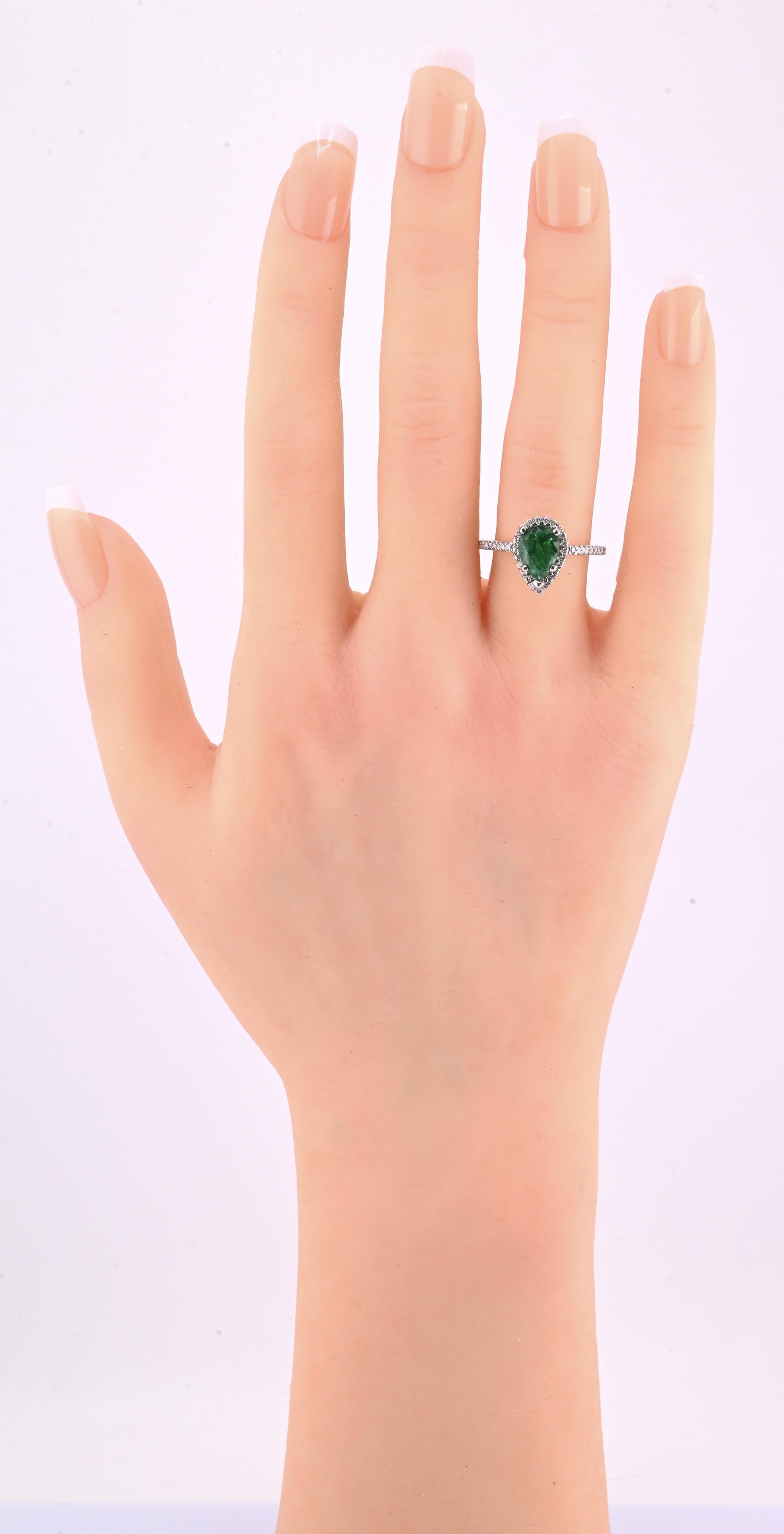 Platinum Pear Cut Emerald & Diamond Halo Ring 1.35ct Ring Size 6.5 IGI Certified