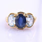 14K Yellow Gold IGI Certified Natural Sapphire & Aquamarine Ring Size 5.75
