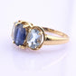 14K Yellow Gold IGI Certified Natural Sapphire & Aquamarine Ring Size 5.75