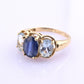 14K Yellow Gold IGI Certified Natural Sapphire & Aquamarine Ring Size 5.75