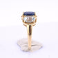 14K Yellow Gold IGI Certified Natural Sapphire & Aquamarine Ring Size 5.75