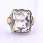 14K White & Yellow Gold Art Deco Ring IGI Certified Lab Grown Spinel Ring Size 4