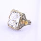 14K White & Yellow Gold Art Deco Ring IGI Certified Lab Grown Spinel Ring Size 4