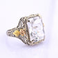 14K White & Yellow Gold Art Deco Ring IGI Certified Lab Grown Spinel Ring Size 4