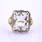 14K White & Yellow Gold Art Deco Ring IGI Certified Lab Grown Spinel Ring Size 4