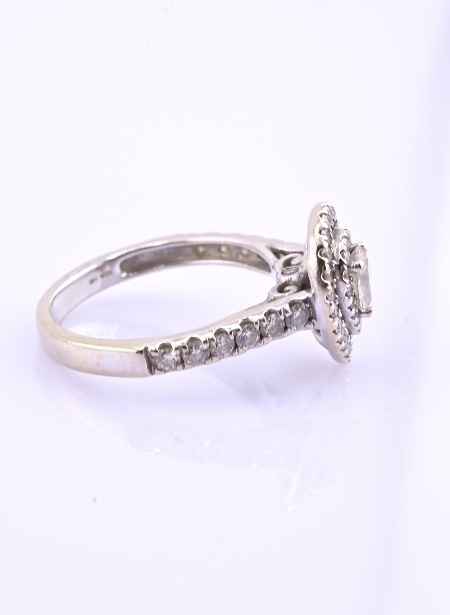 14K White Gold IGI Certified Pear Diamond Ring VS Center Diamond Ring Size 6.75