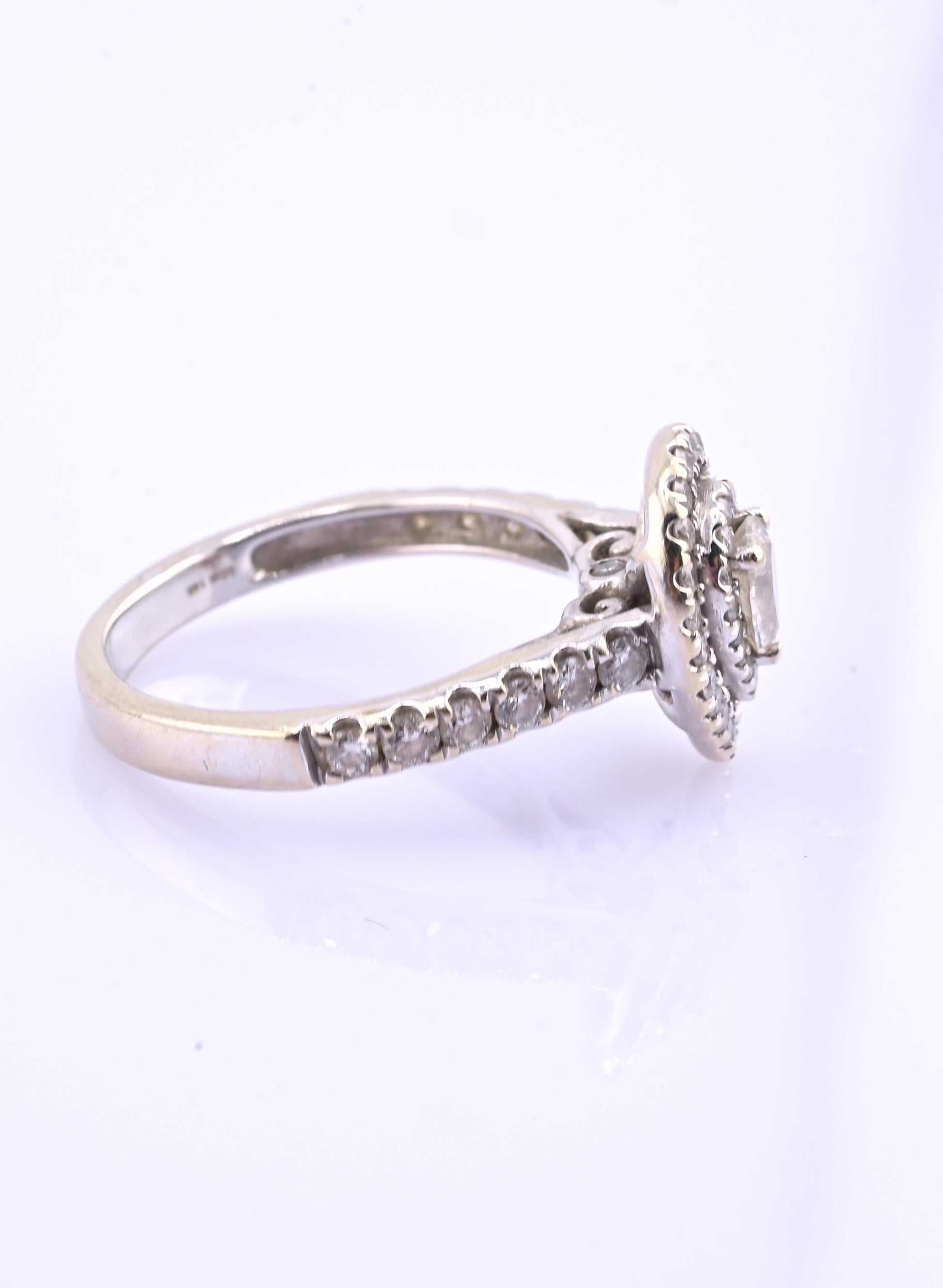 14K White Gold IGI Certified Pear Diamond Ring VS Center Diamond Ring Size 6.75