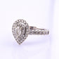14K White Gold IGI Certified Pear Diamond Ring VS Center Diamond Ring Size 6.75
