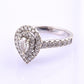 14K White Gold IGI Certified Pear Diamond Ring VS Center Diamond Ring Size 6.75