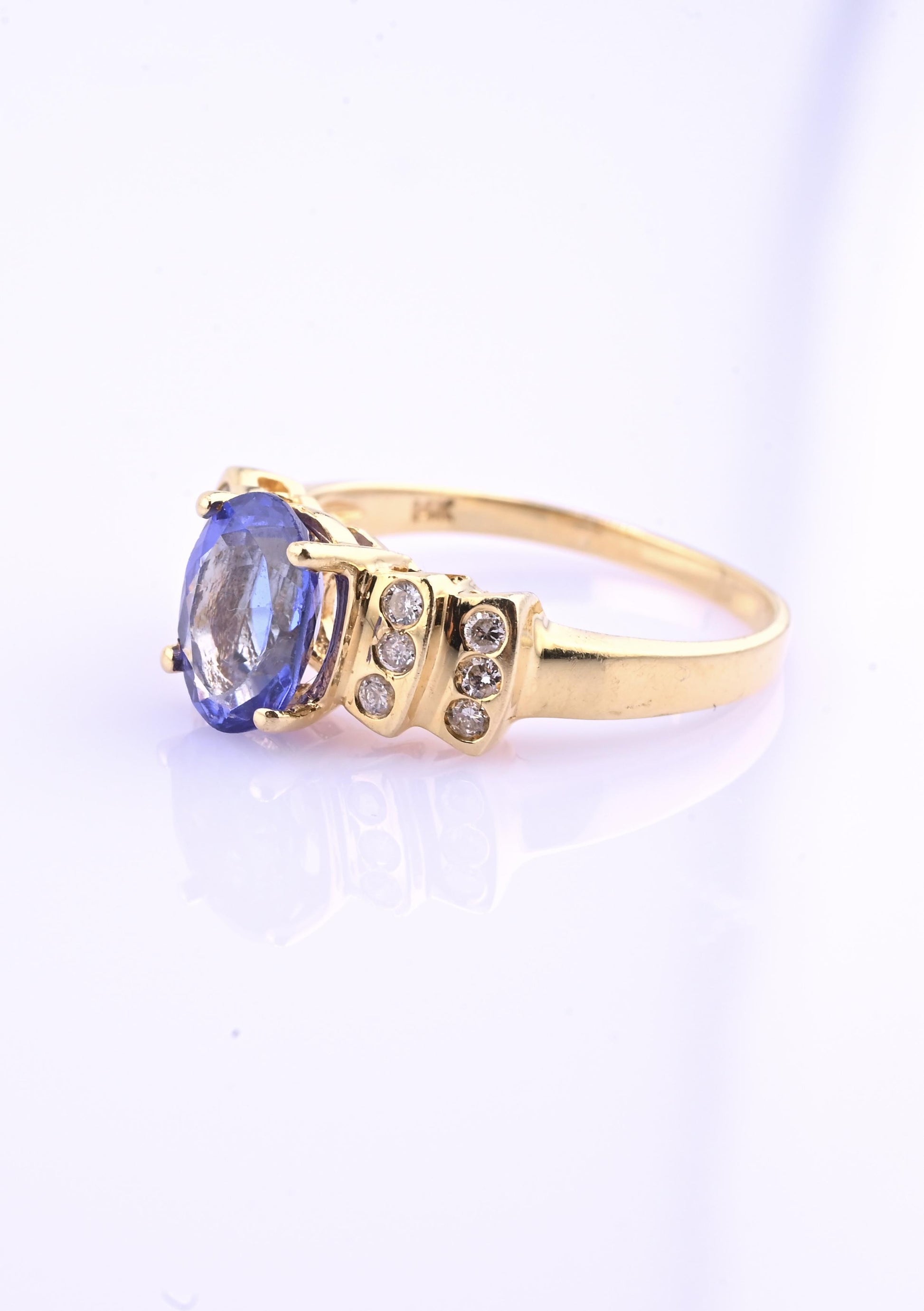 IGI Certified 14K Yellow Gold Tanzanite Ring 1.40ct Natural Tanzanite