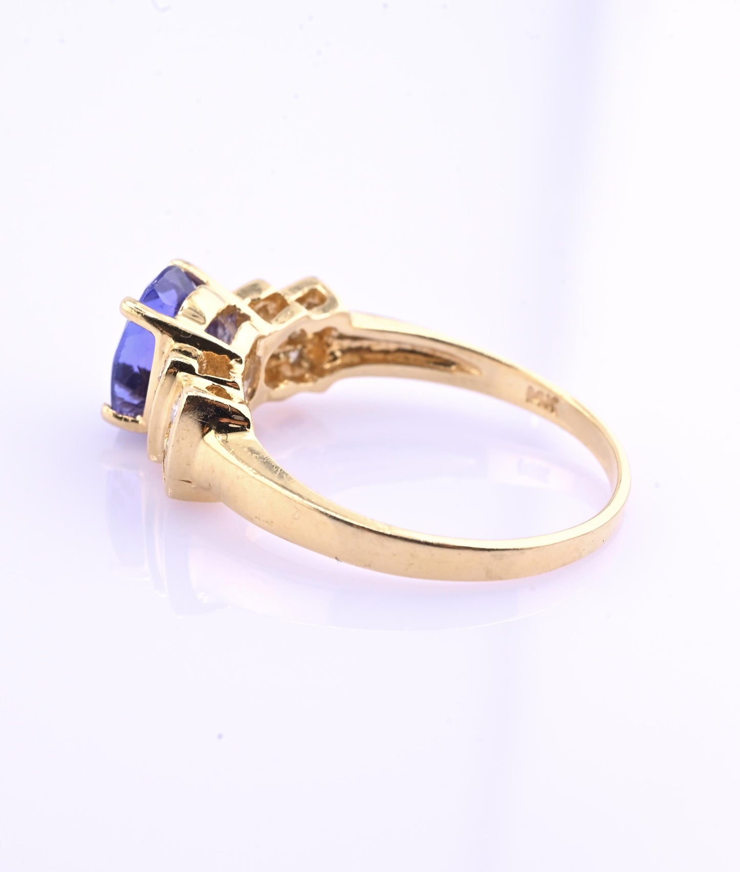 IGI Certified 14K Yellow Gold Tanzanite Ring 1.40ct Natural Tanzanite
