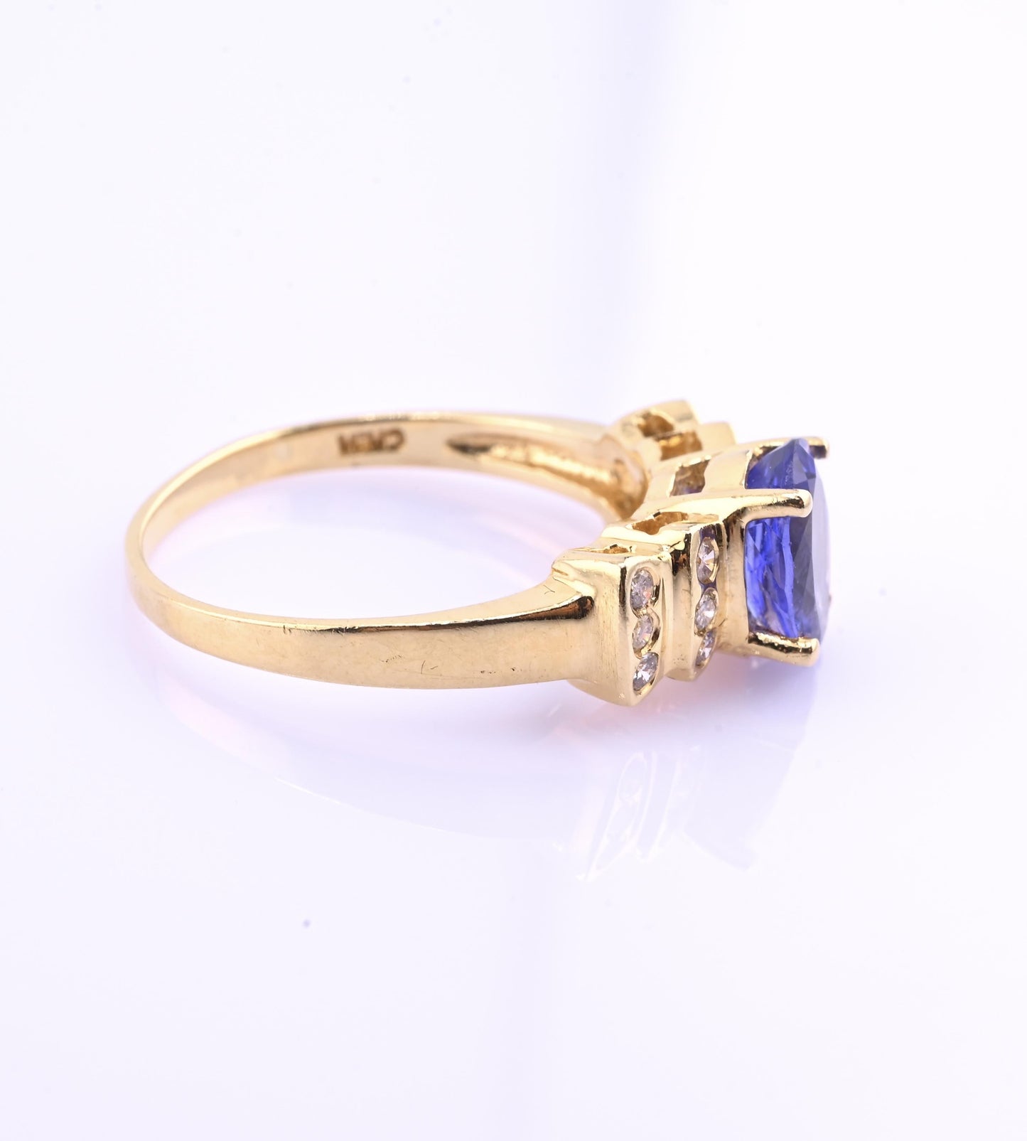 IGI Certified 14K Yellow Gold Tanzanite Ring 1.40ct Natural Tanzanite