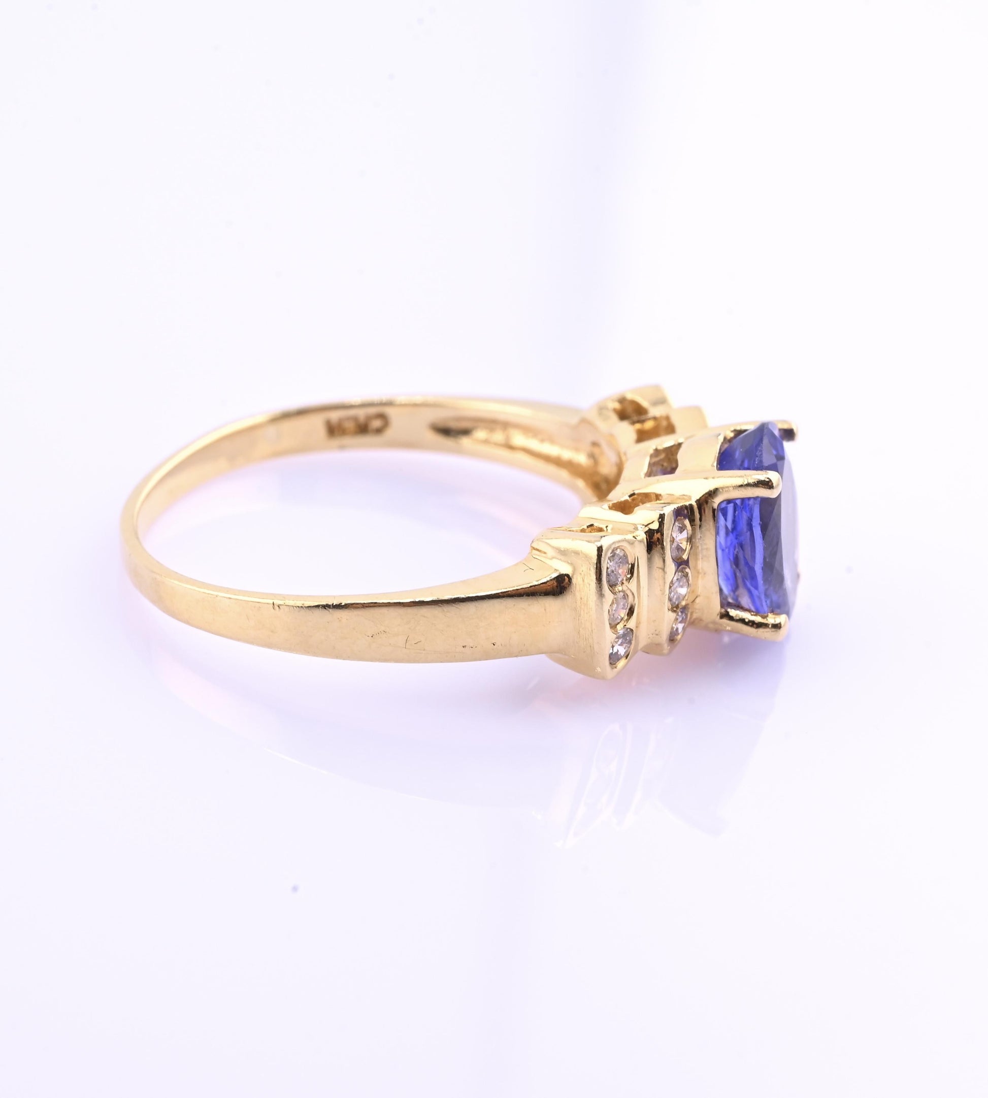 IGI Certified 14K Yellow Gold Tanzanite Ring 1.40ct Natural Tanzanite