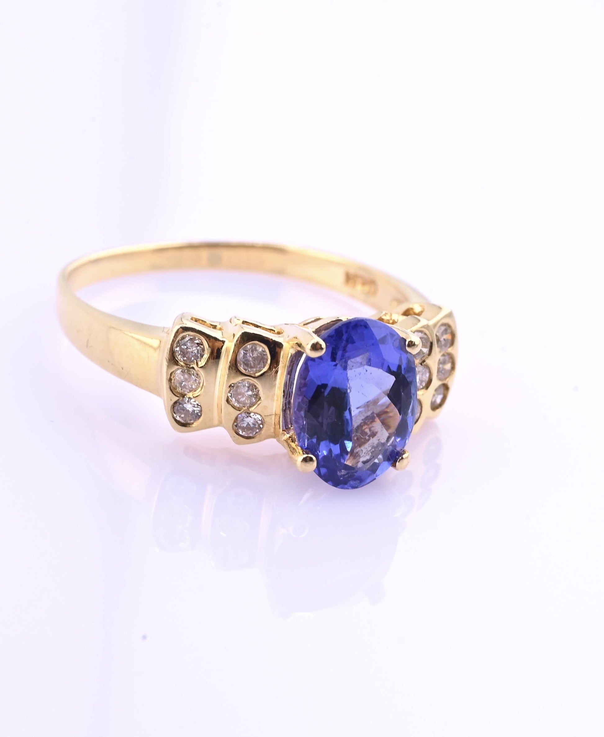 IGI Certified 14K Yellow Gold Tanzanite Ring 1.40ct Natural Tanzanite