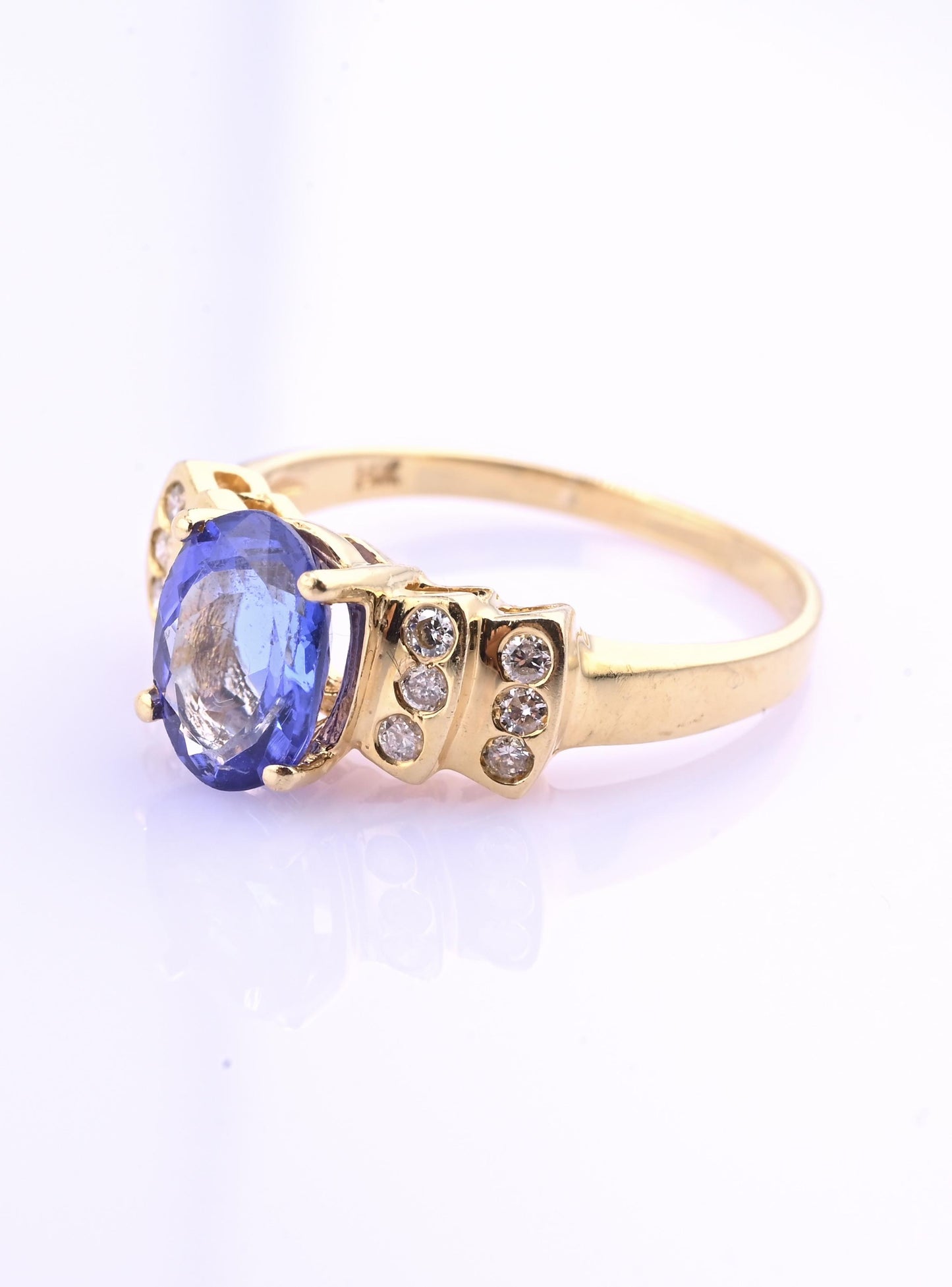 IGI Certified 14K Yellow Gold Tanzanite Ring 1.40ct Natural Tanzanite