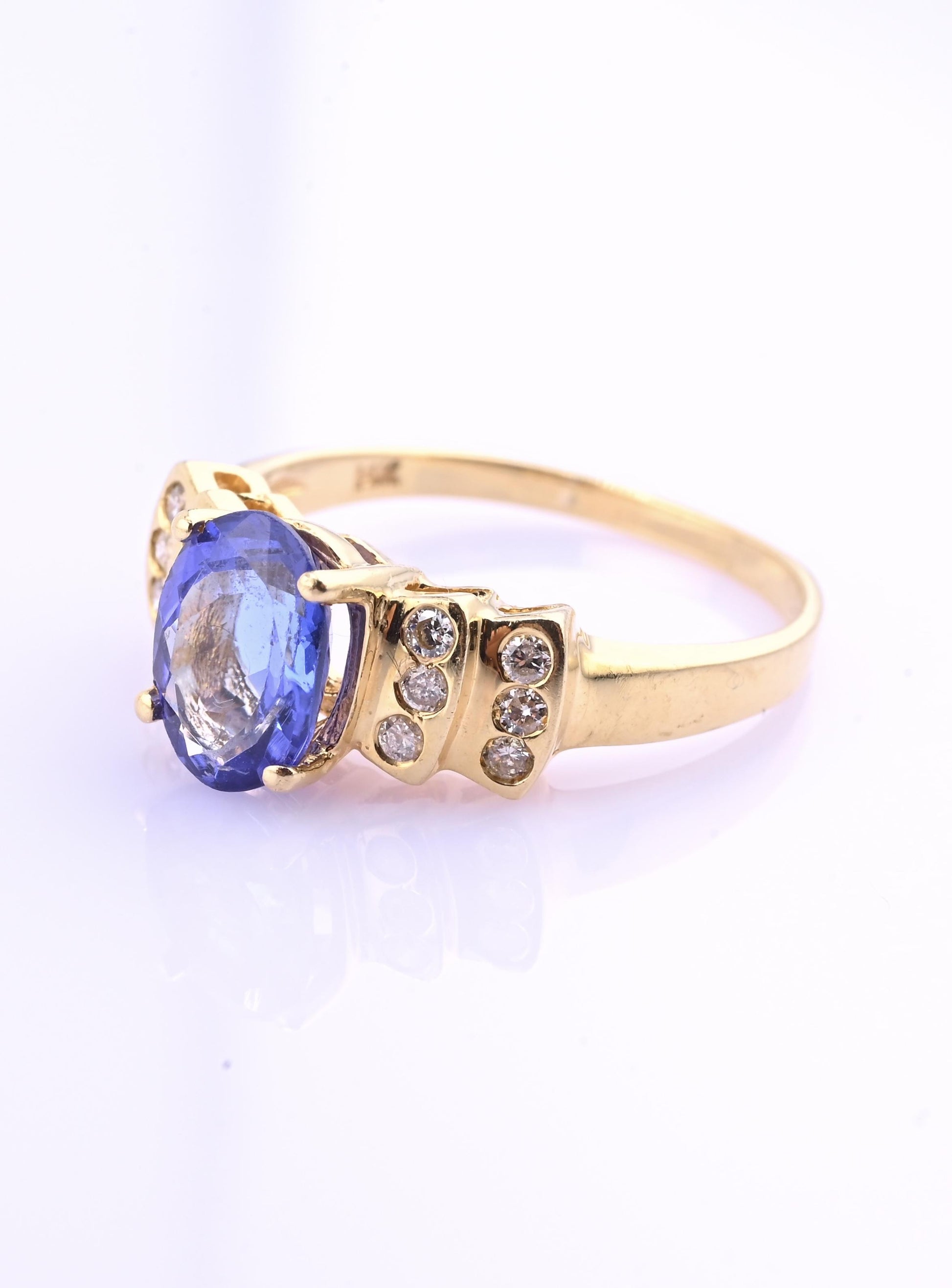 IGI Certified 14K Yellow Gold Tanzanite Ring 1.40ct Natural Tanzanite