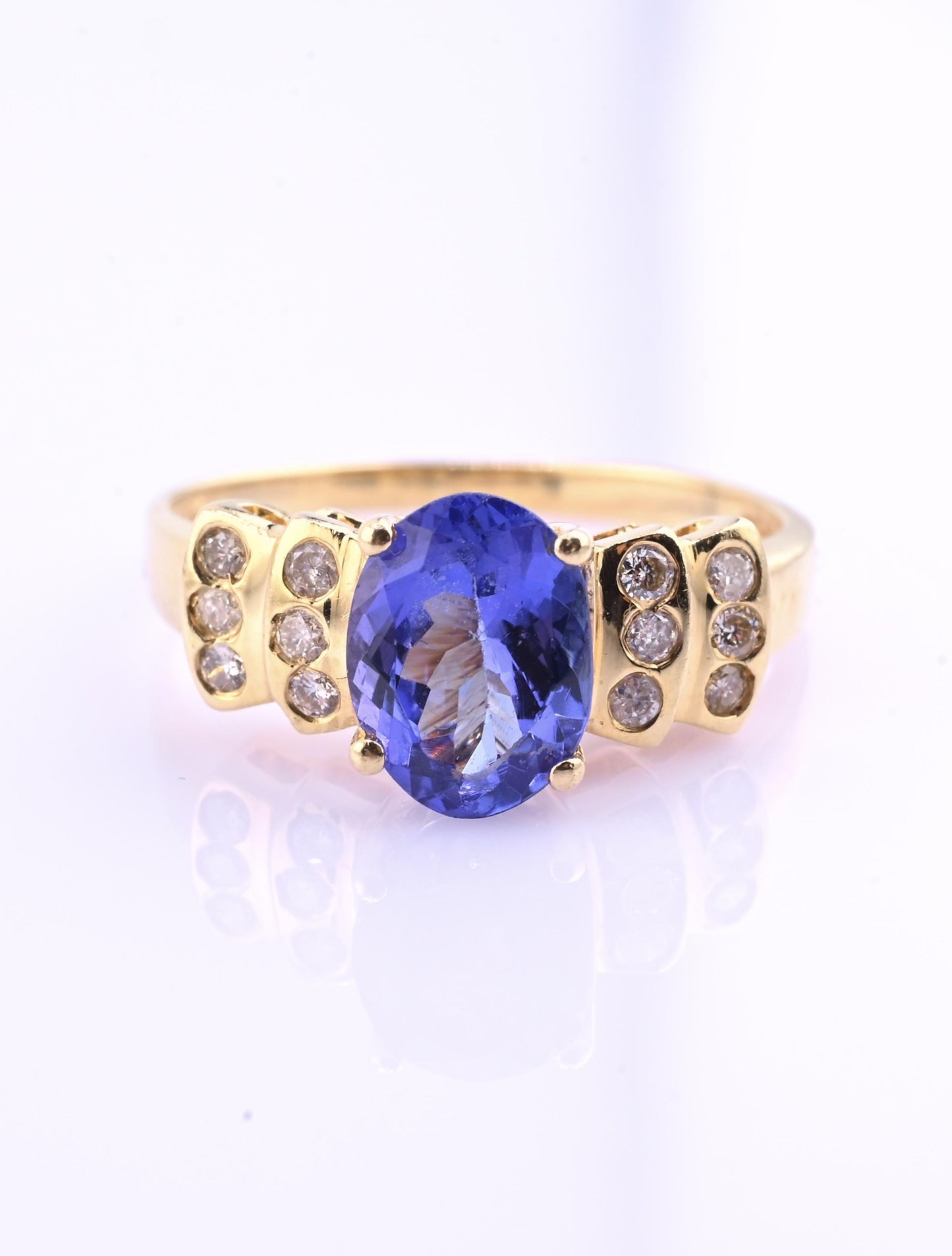 IGI Certified 14K Yellow Gold Tanzanite Ring 1.40ct Natural Tanzanite