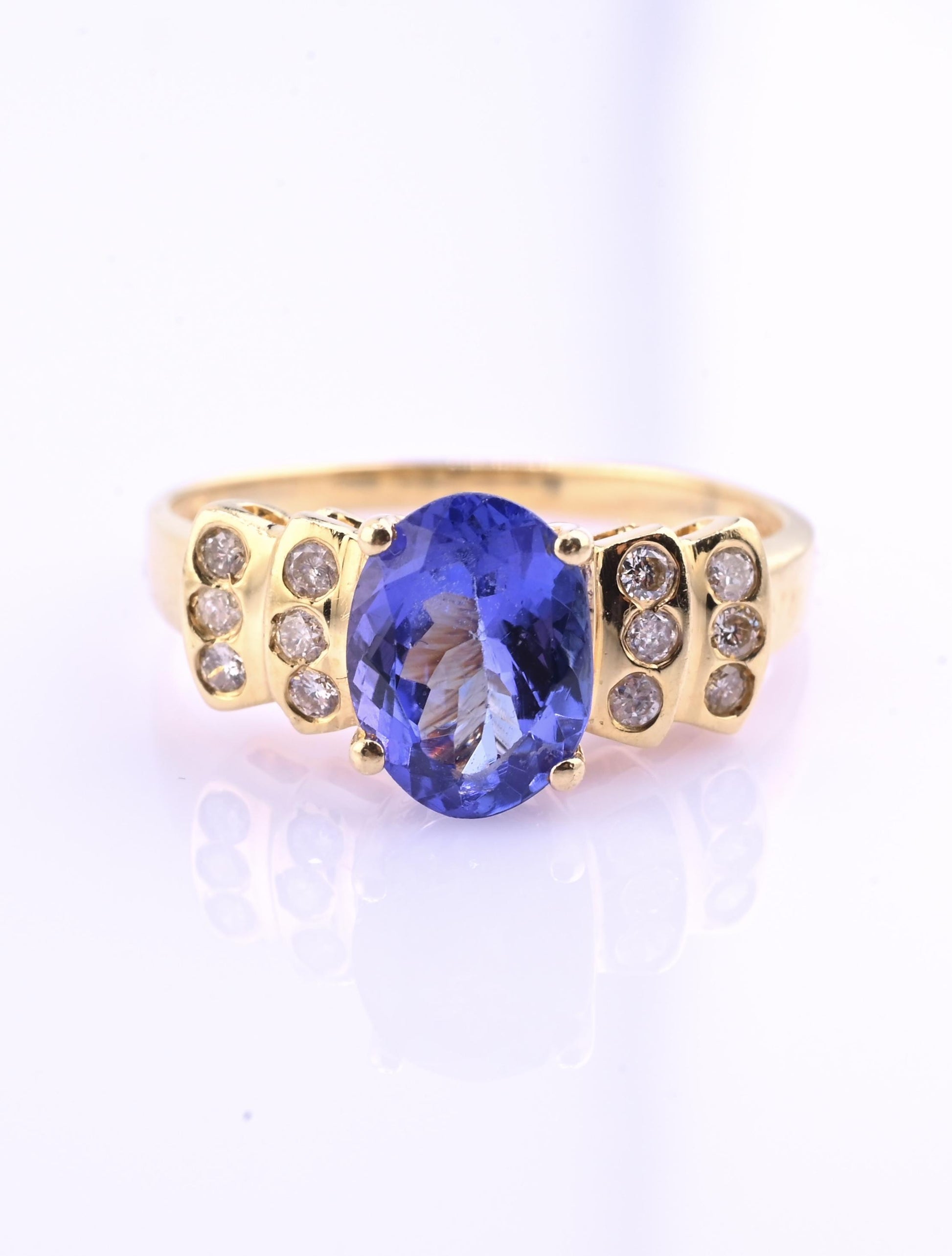 IGI Certified 14K Yellow Gold Tanzanite Ring 1.40ct Natural Tanzanite