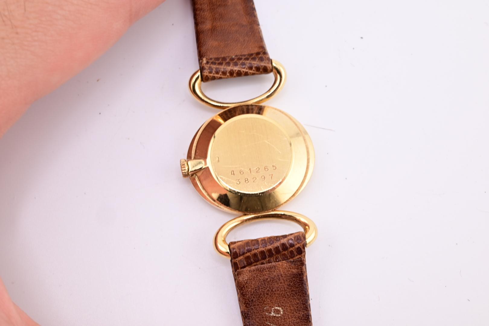 Exceptional Baume Mercier Ladies Tiger Eye Dial Wristwatch 18K Yellow Gold