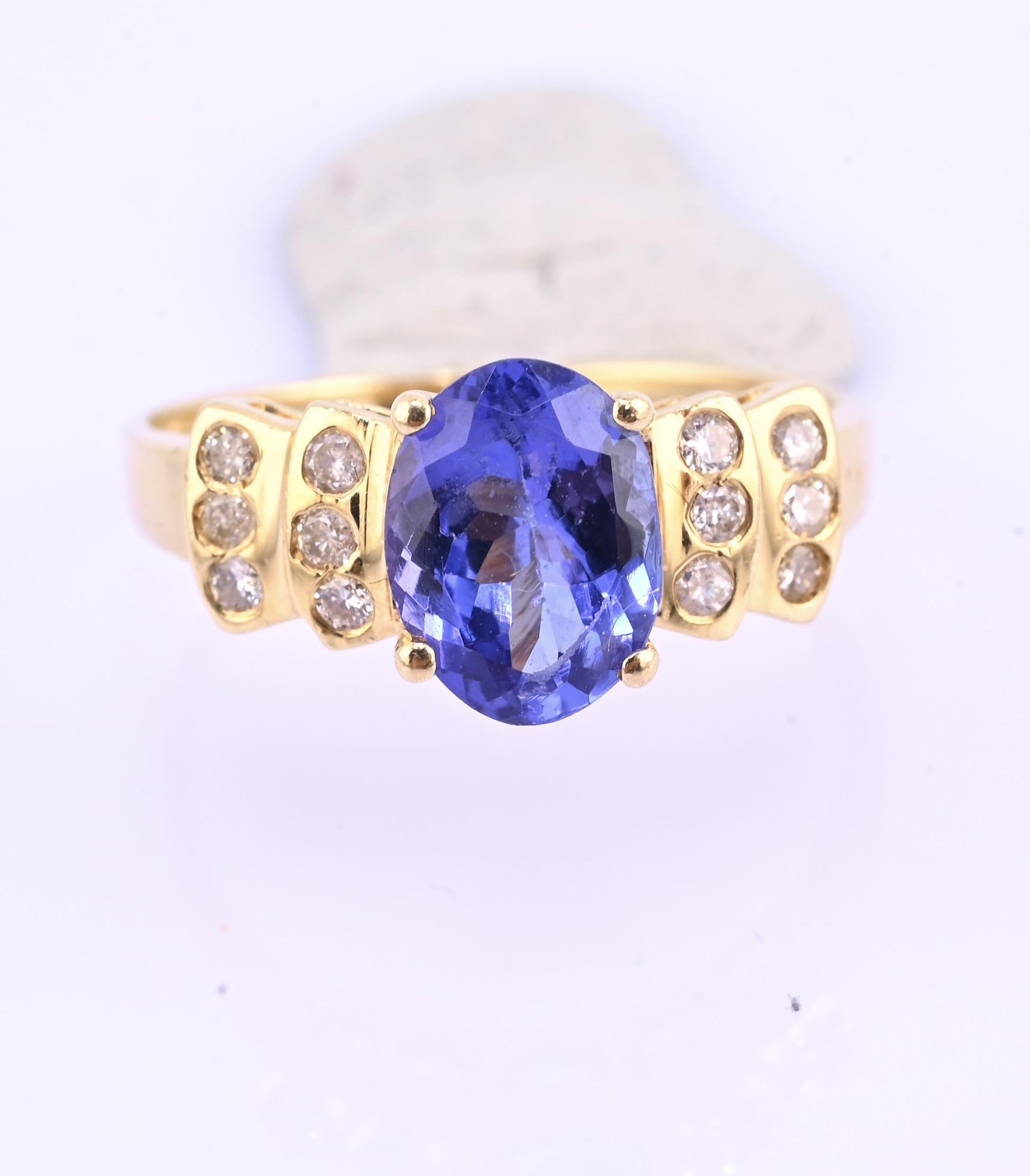 IGI Certified 14K Yellow Gold Tanzanite Ring 1.40ct Natural Tanzanite