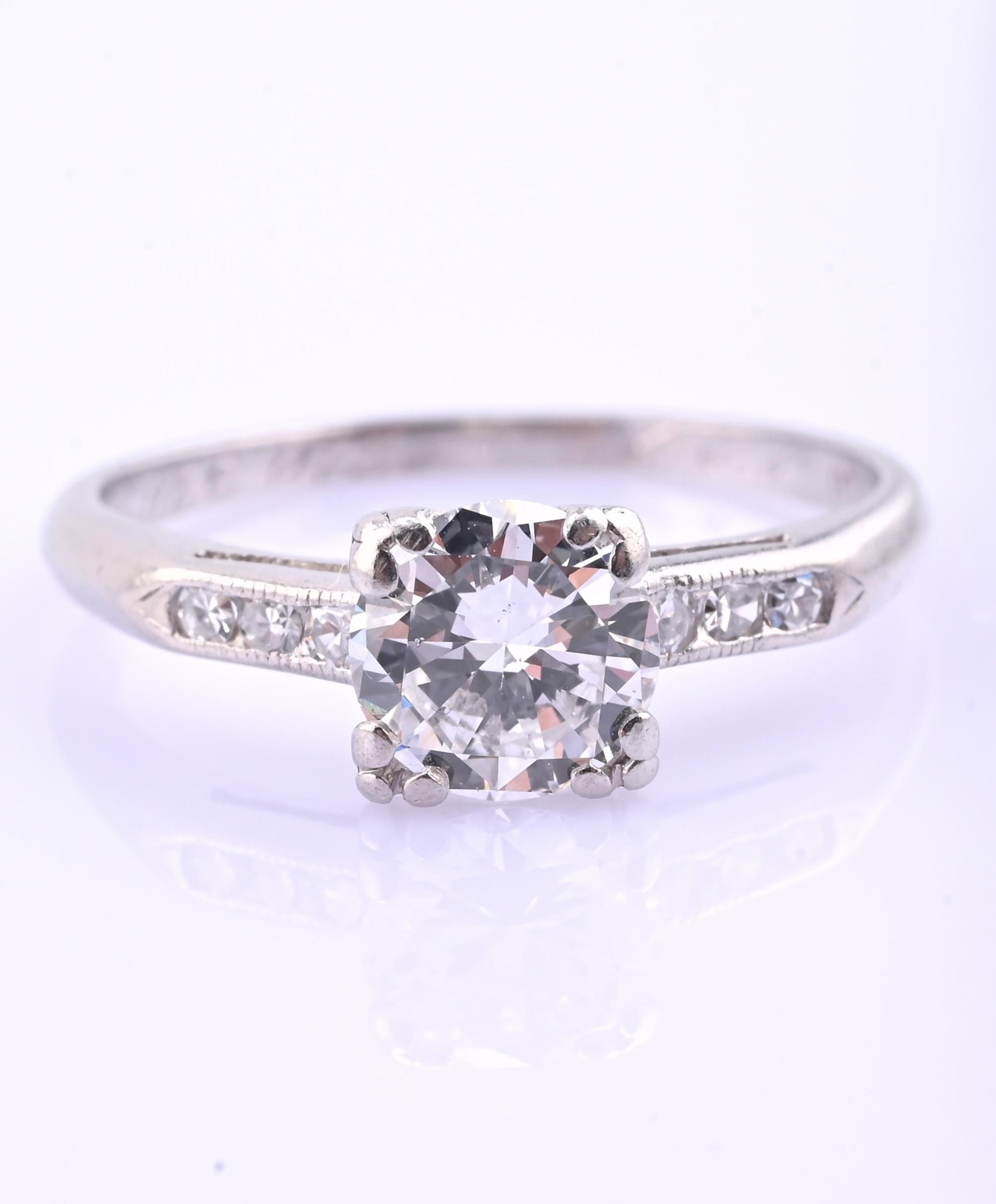 Platinum Diamond Ring GIA Certified 0.70 Center Stone D Color SI1 Ring Size 6