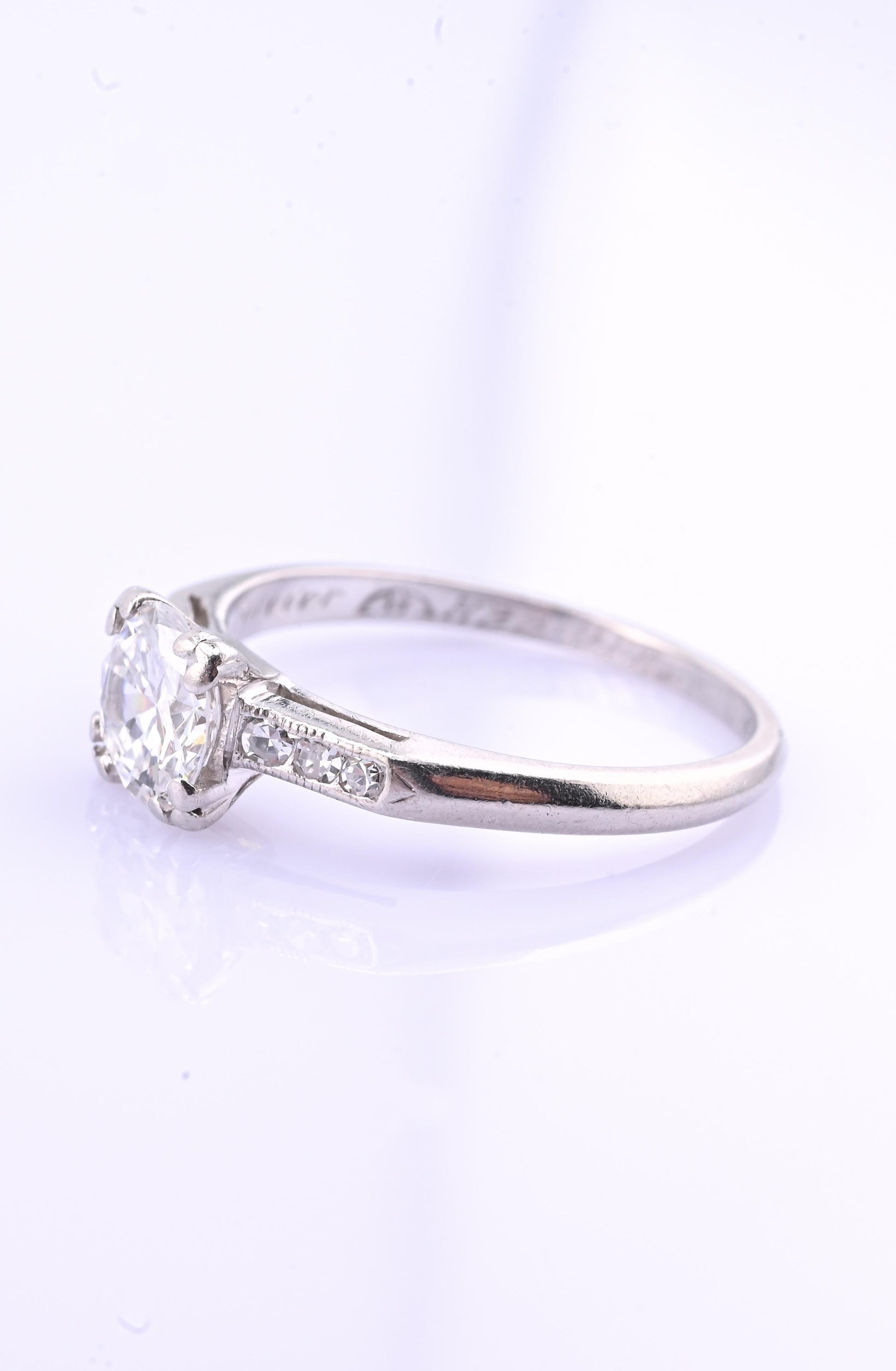 Platinum Diamond Ring GIA Certified 0.70 Center Stone D Color SI1 Ring Size 6