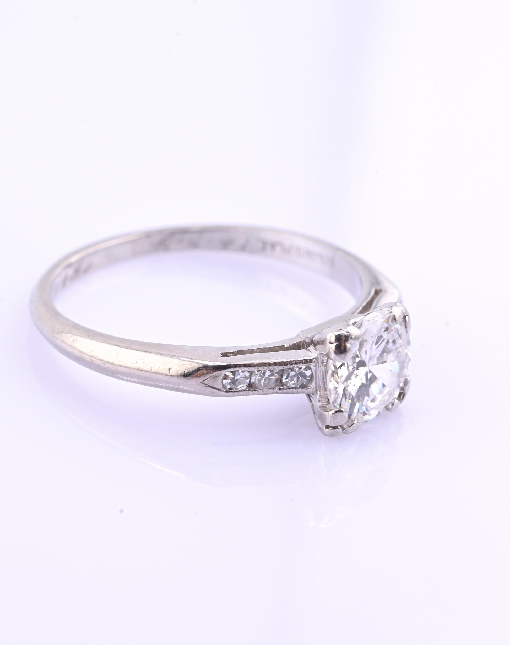 Platinum Diamond Ring GIA Certified 0.70 Center Stone D Color SI1 Ring Size 6