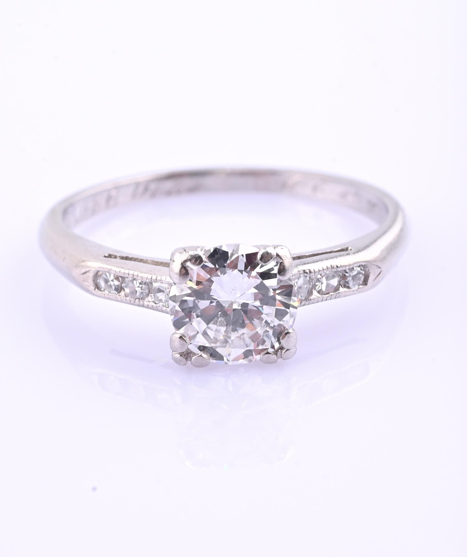 Platinum Diamond Ring GIA Certified 0.70 Center Stone D Color SI1 Ring Size 6