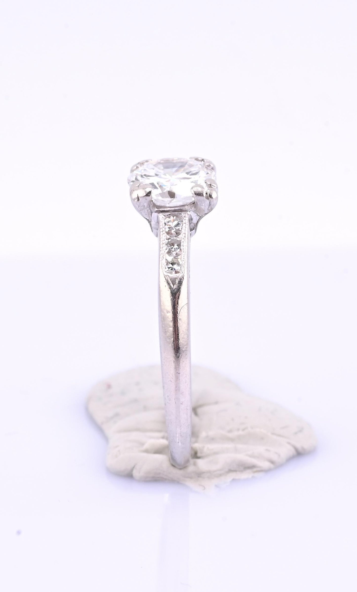 Platinum Diamond Ring GIA Certified 0.70 Center Stone D Color SI1 Ring Size 6