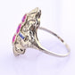 18K White Gold Ruby & Sapphire Ring Art Deco Period IGI Certified Ring Size 9.25
