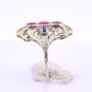 18K White Gold Ruby & Sapphire Ring Art Deco Period IGI Certified Ring Size 9.25