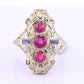 18K White Gold Ruby & Sapphire Ring Art Deco Period IGI Certified Ring Size 9.25