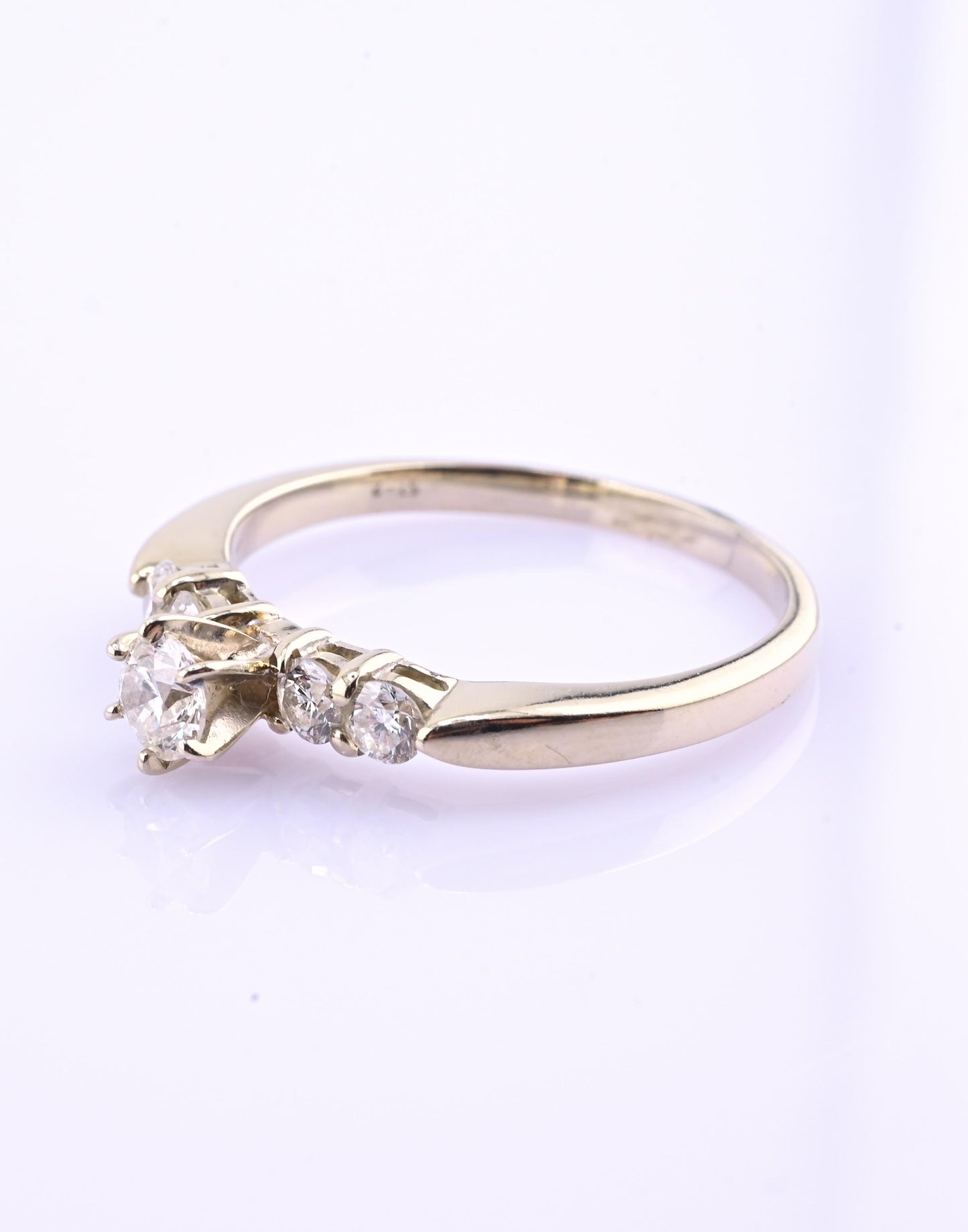 14K Yellow Gold 5-Diamond Ring 0.63 Carats Natural Diamonds Ring Size 9.5