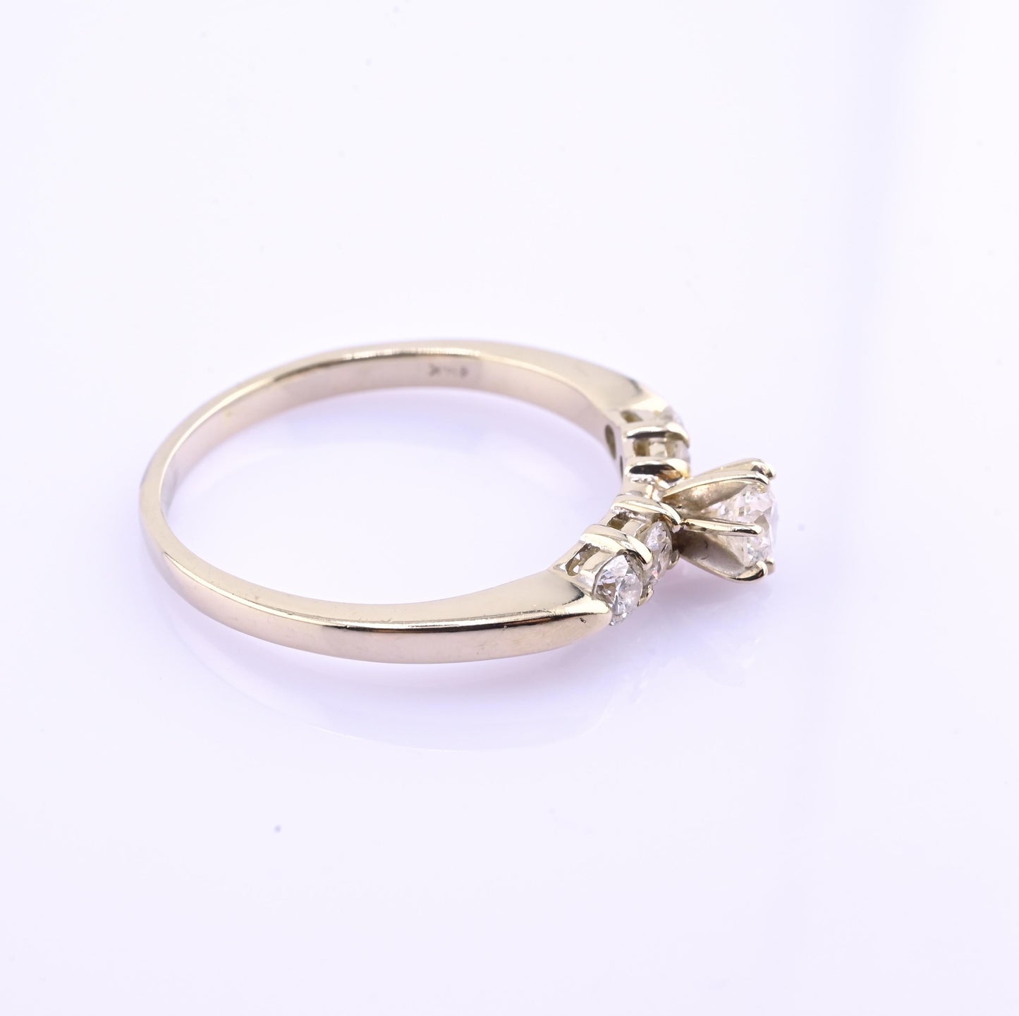 14K Yellow Gold 5-Diamond Ring 0.63 Carats Natural Diamonds Ring Size 9.5
