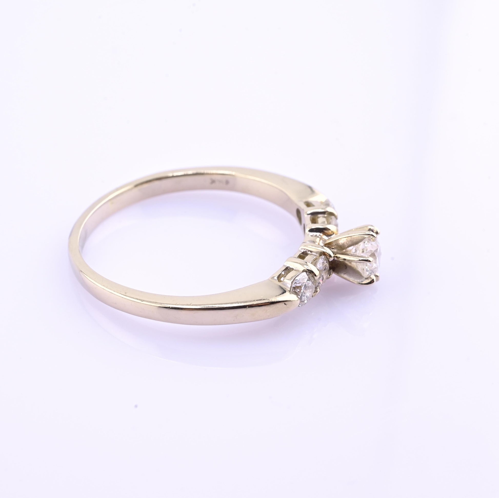 14K Yellow Gold 5-Diamond Ring 0.63 Carats Natural Diamonds Ring Size 9.5