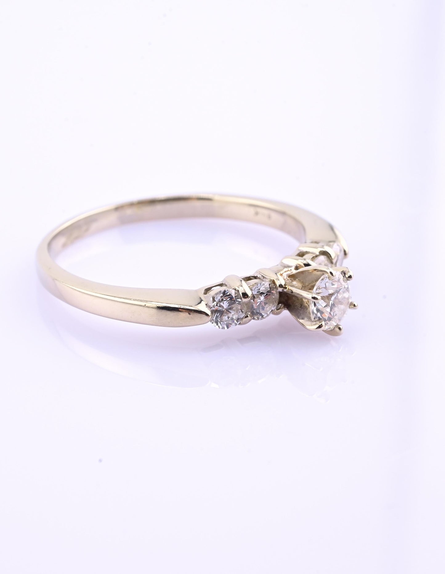 14K Yellow Gold 5-Diamond Ring 0.63 Carats Natural Diamonds Ring Size 9.5