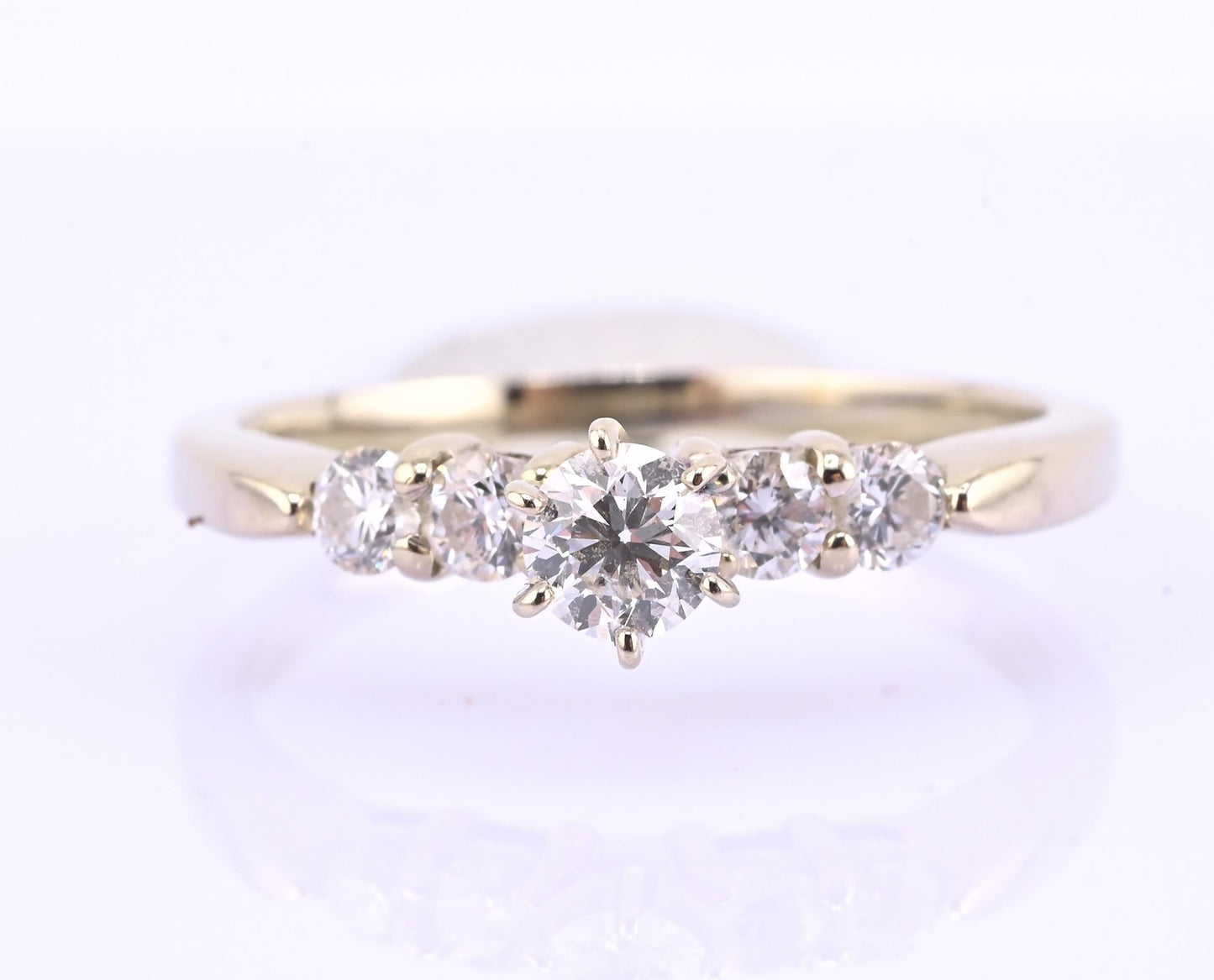 14K Yellow Gold 5-Diamond Ring 0.63 Carats Natural Diamonds Ring Size 9.5