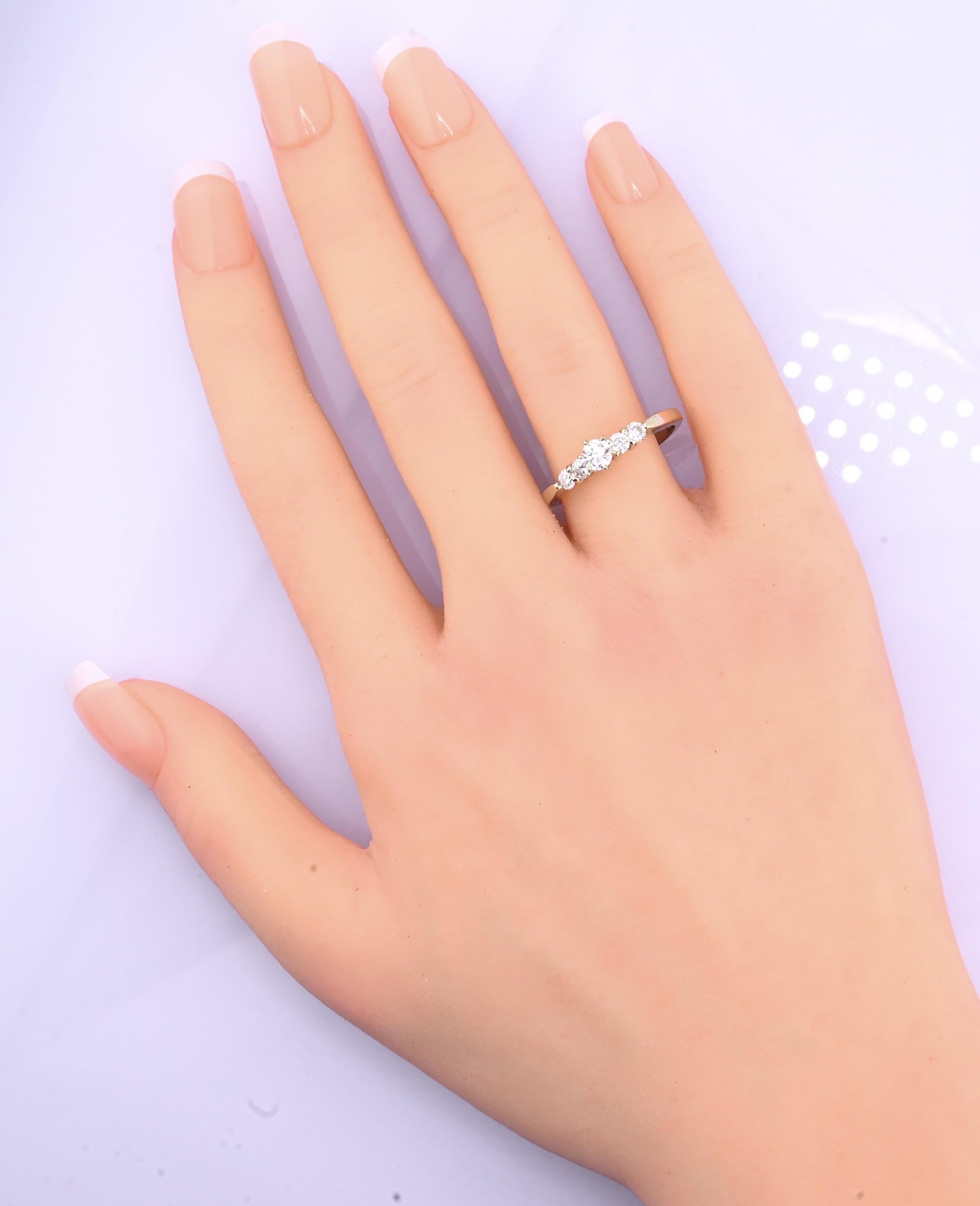 14K Yellow Gold 5-Diamond Ring 0.63 Carats Natural Diamonds Ring Size 9.5