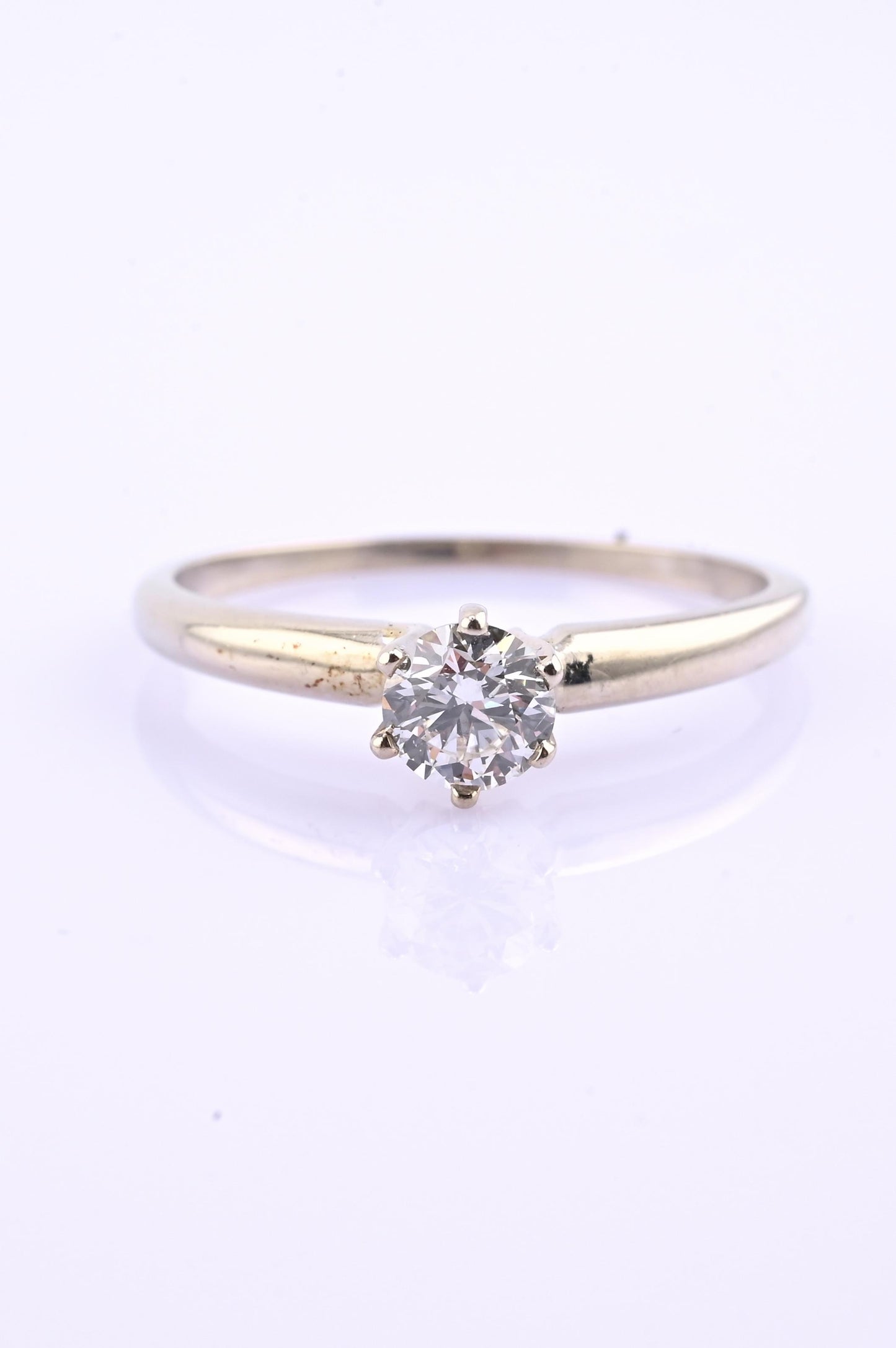 IGI Certified 14K White Gold Solitaire Diamond Ring – 0.45ct, Size 7.5