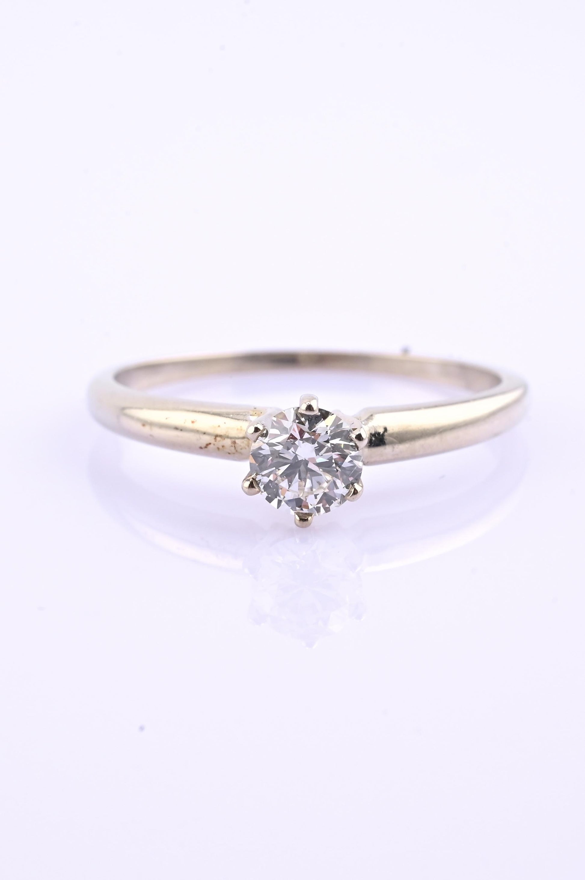 IGI Certified 14K White Gold Solitaire Diamond Ring – 0.45ct, Size 7.5