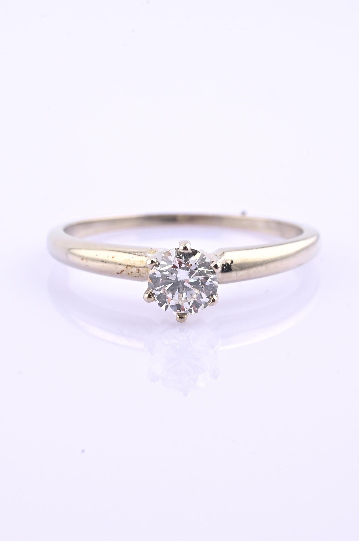 IGI Certified 14K White Gold Solitaire Diamond Ring – 0.45ct, Size 7.5