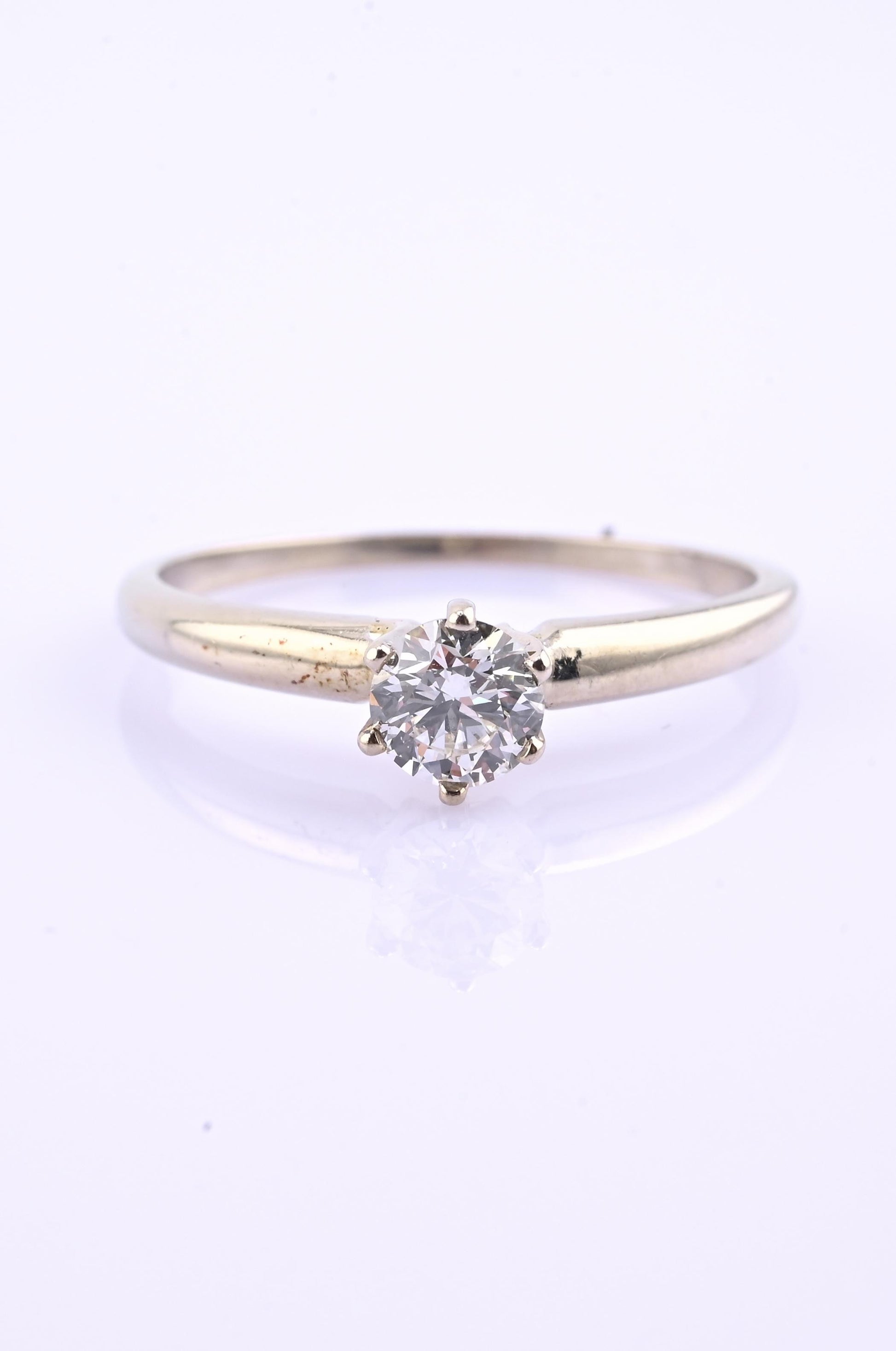 IGI Certified 14K White Gold Solitaire Diamond Ring – 0.45ct, Size 7.5