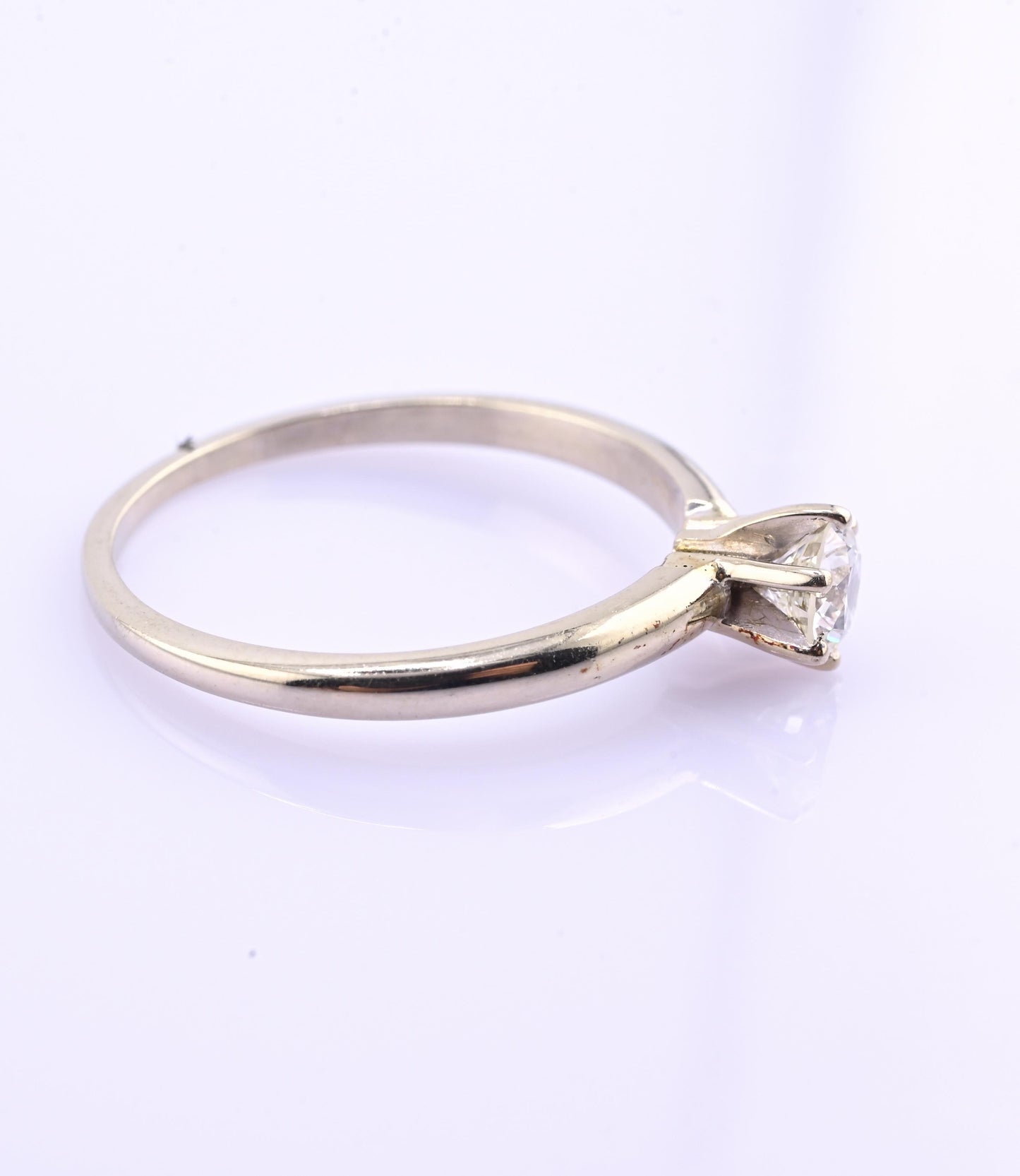 IGI Certified 14K White Gold Solitaire Diamond Ring – 0.45ct, Size 7.5
