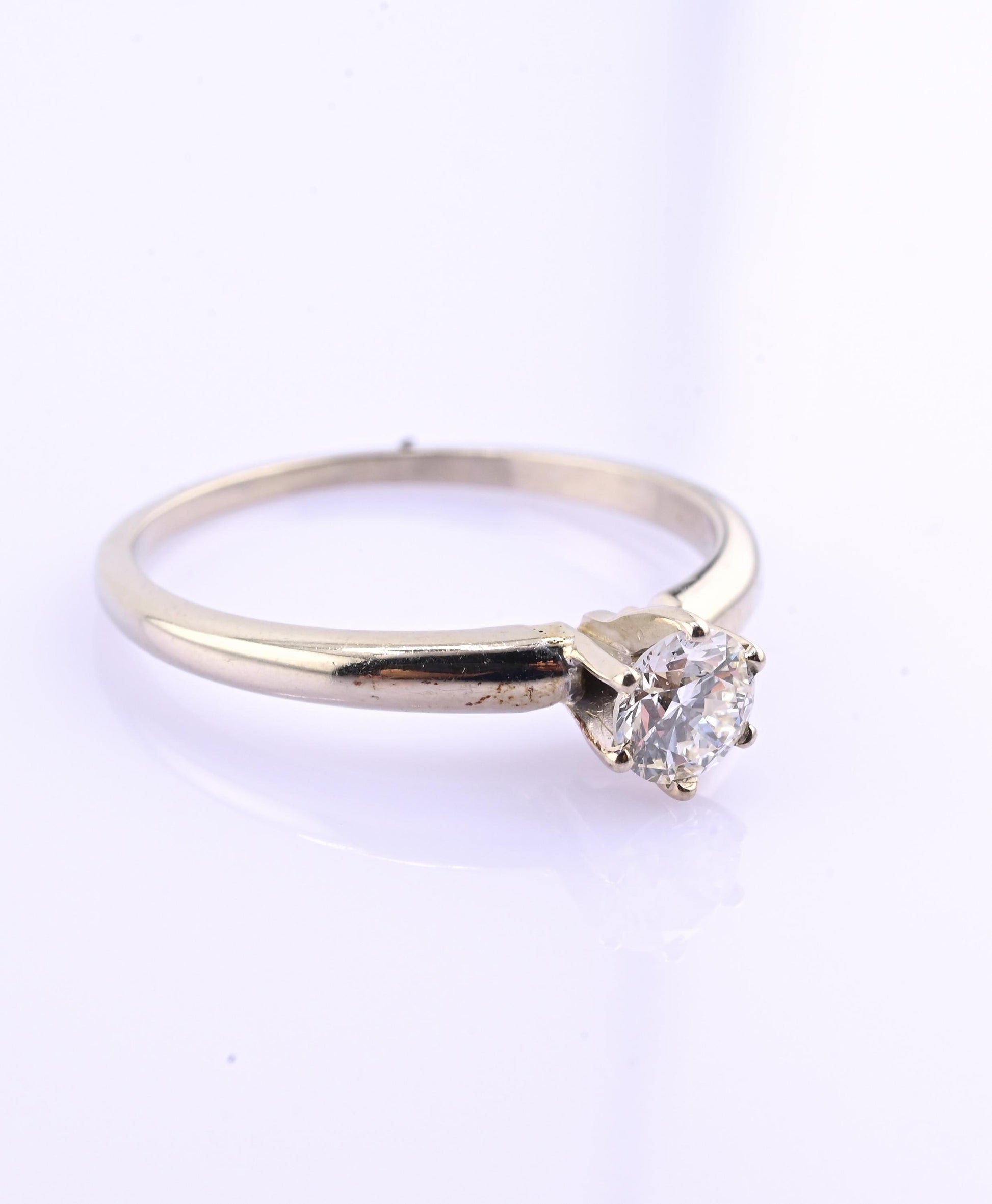 IGI Certified 14K White Gold Solitaire Diamond Ring – 0.45ct, Size 7.5