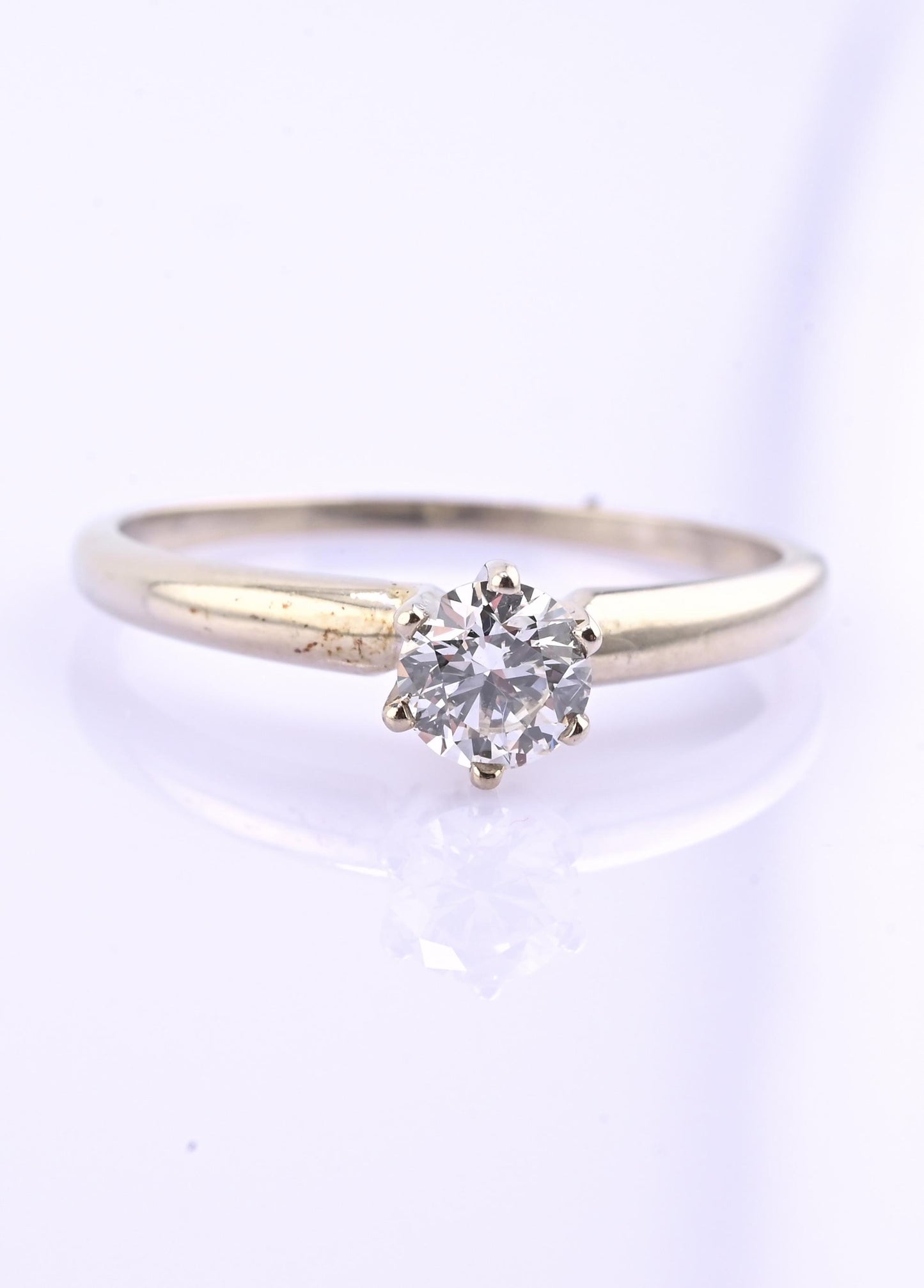 IGI Certified 14K White Gold Solitaire Diamond Ring – 0.45ct, Size 7.5