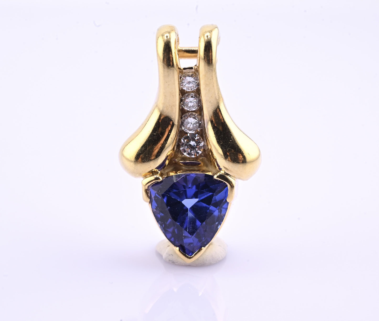 14K Yellow Gold Tanzanite & Diamond Pendant 2.20 Ct Tanzanite IGI Certified