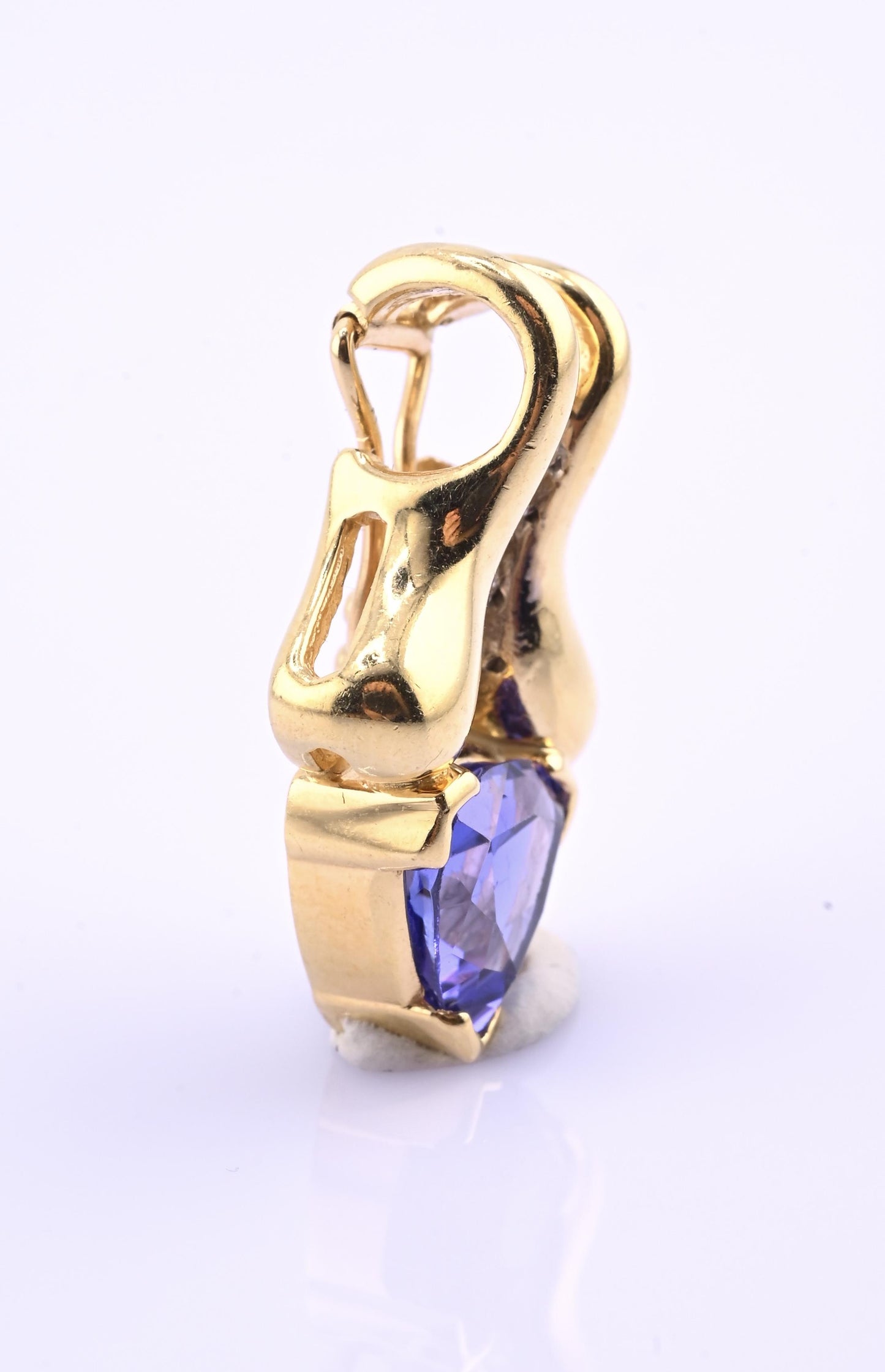 14K Yellow Gold Tanzanite & Diamond Pendant 2.20 Ct Tanzanite IGI Certified